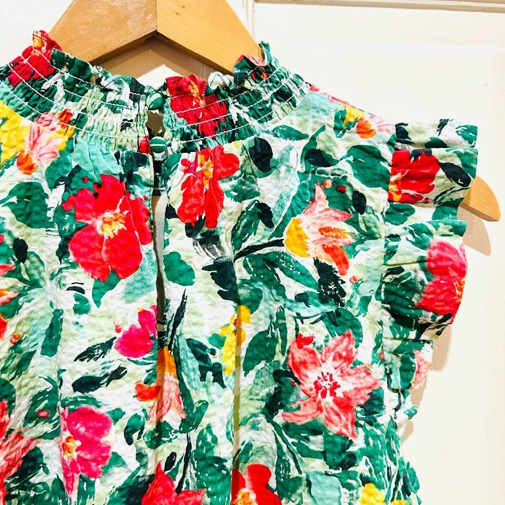 {THML} Floral Print Ruffle Top - Picture 5 of 7